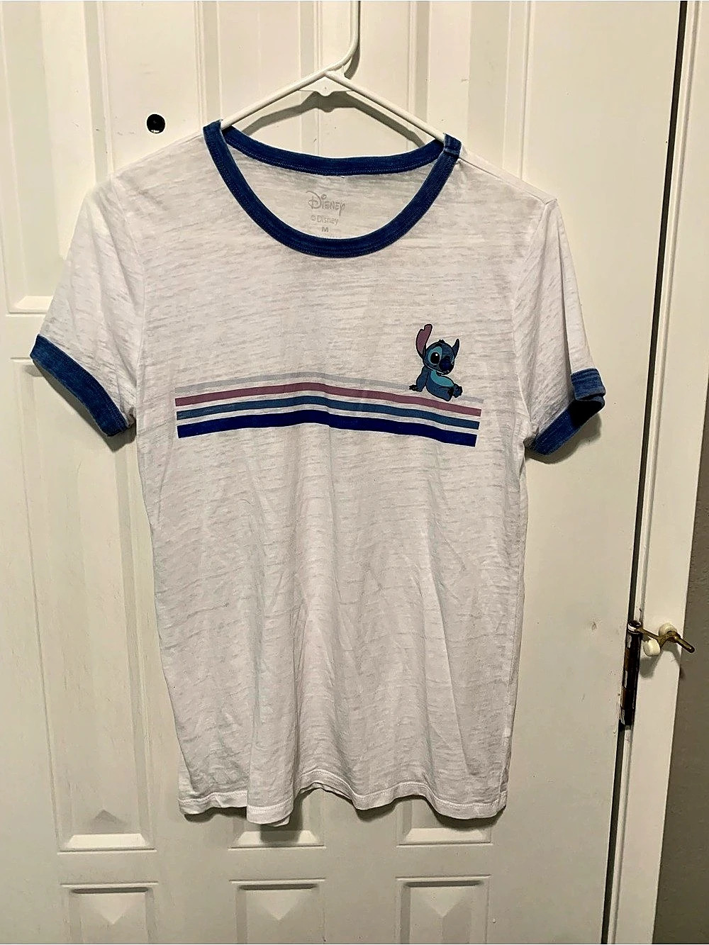 Disney Disney Stitch Graphic Ringer Tee Striped Short Sleeve M
